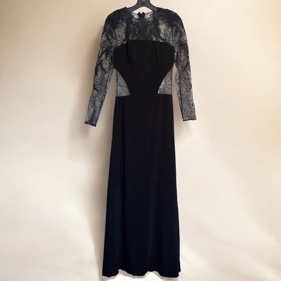 Y2K Julian Joyce Mandalay Goth Spider Web Lace Long Sleeve Dress Halloween Gown - Picture 8 of 9